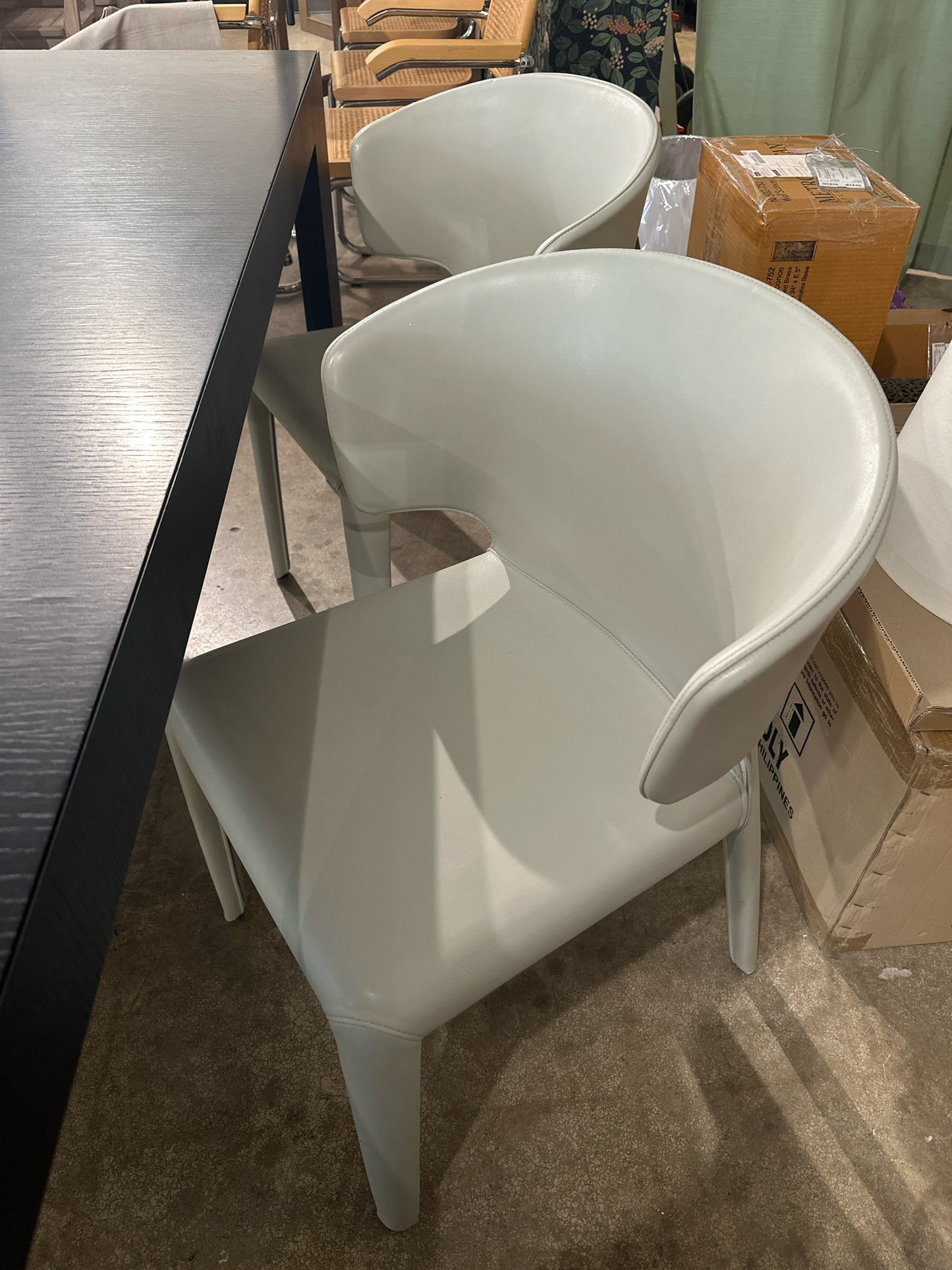 SET of 4 HOLA Light Gray Leather Dining Chairs