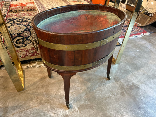 Antique Cellarette on Casters w/ Copper Insert Brass Hardware