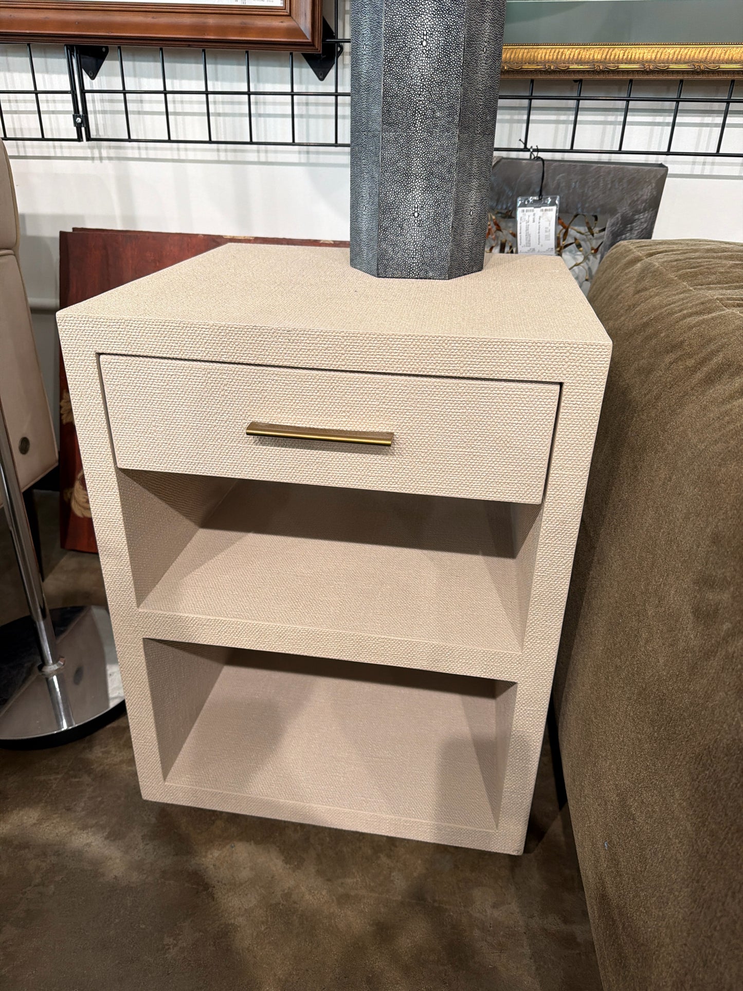 Interlude Home Ivory Nightstand w/ 1 Drawer Open Shelves