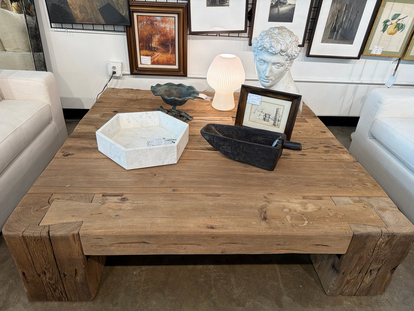 Rustic Wood Abasso Coffee Table 59"sq