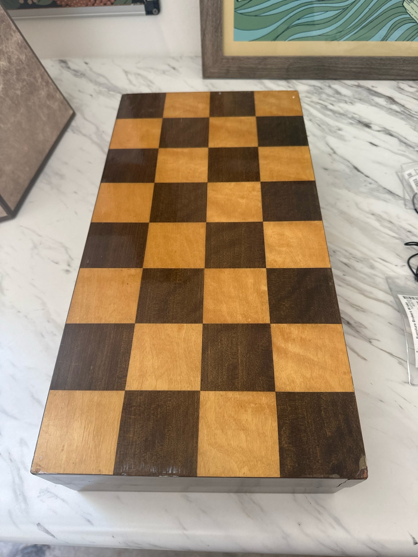 Chess Set w/Chinese Carved Stone-Box for Pieces and Boxes Make Chess Board