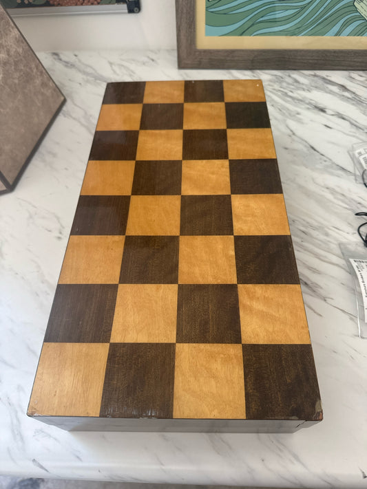 Chess Set w/Chinese Carved Stone-Box for Pieces and Boxes Make Chess Board