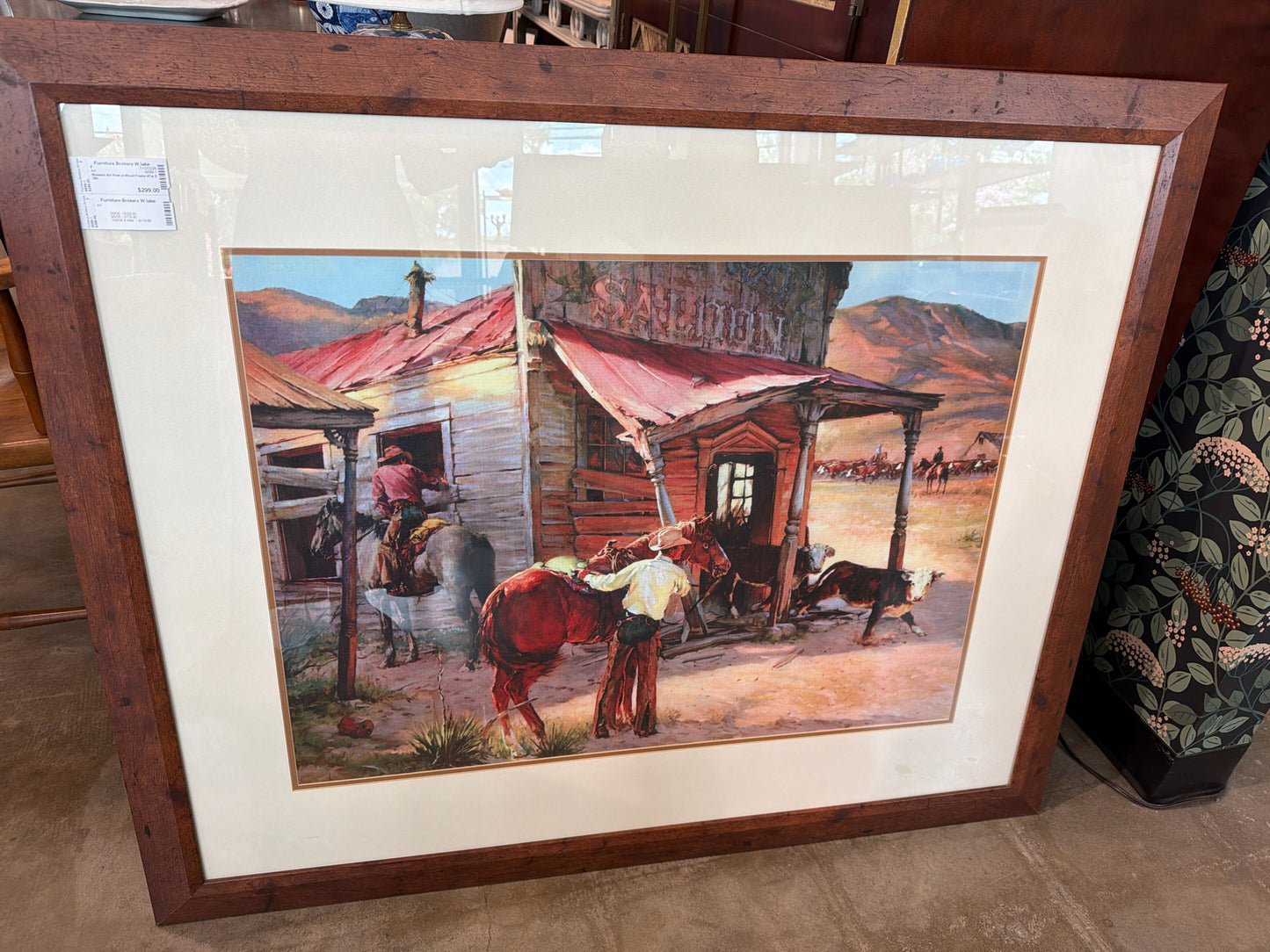 Western Art Print in Wood Frame 47w X 39h