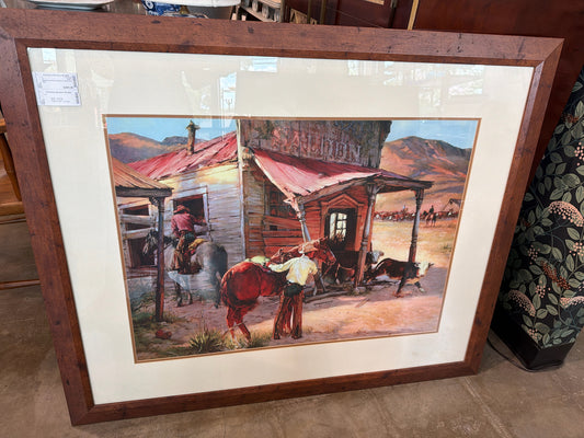 Western Art Print in Wood Frame 47w X 39h