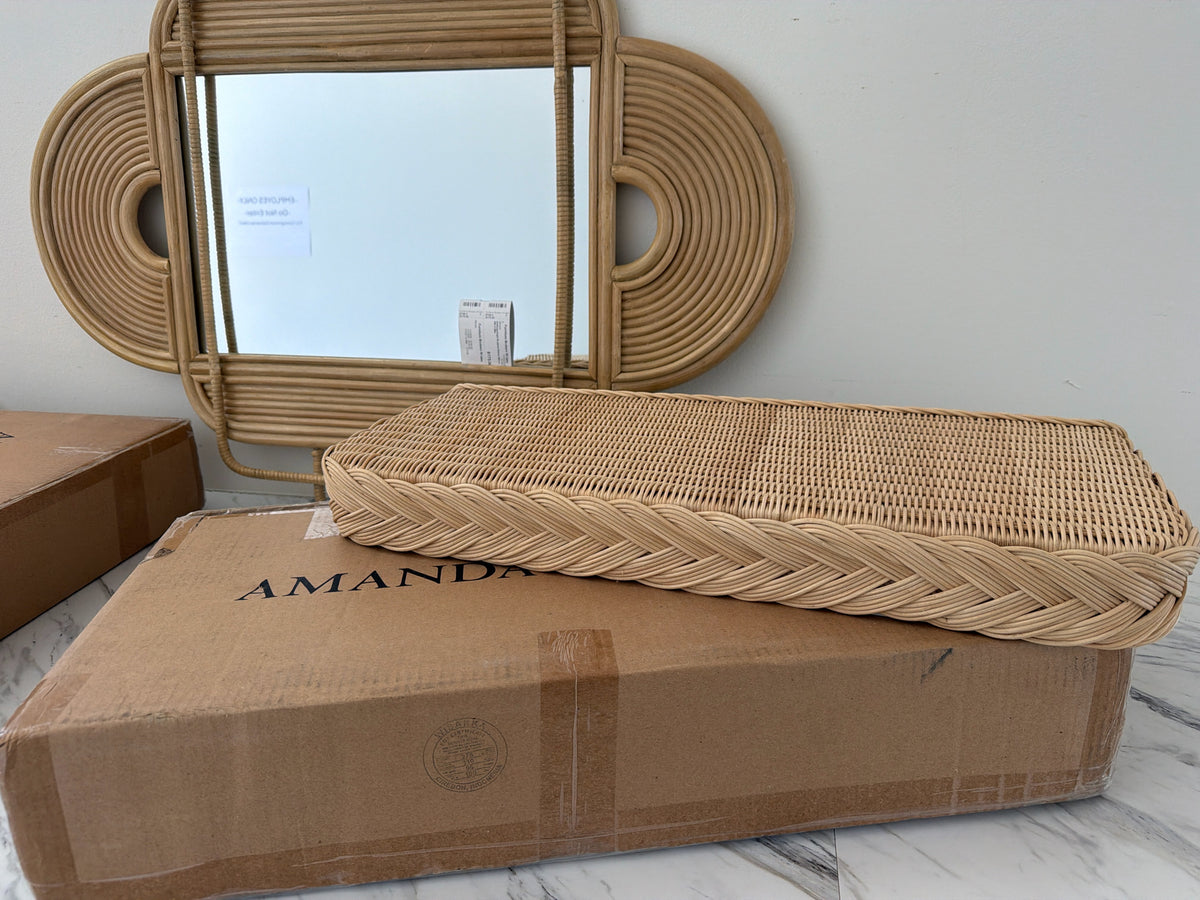 NEW in Box- Amanda Lyndroth Wicker Floating Wall Shelf