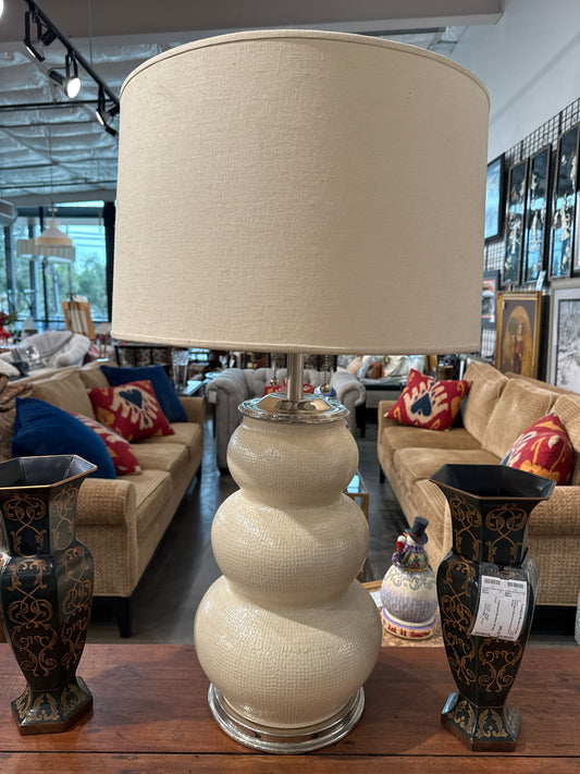 Large Frederick Cooper Cream Beehive Lamp with Drum Shade