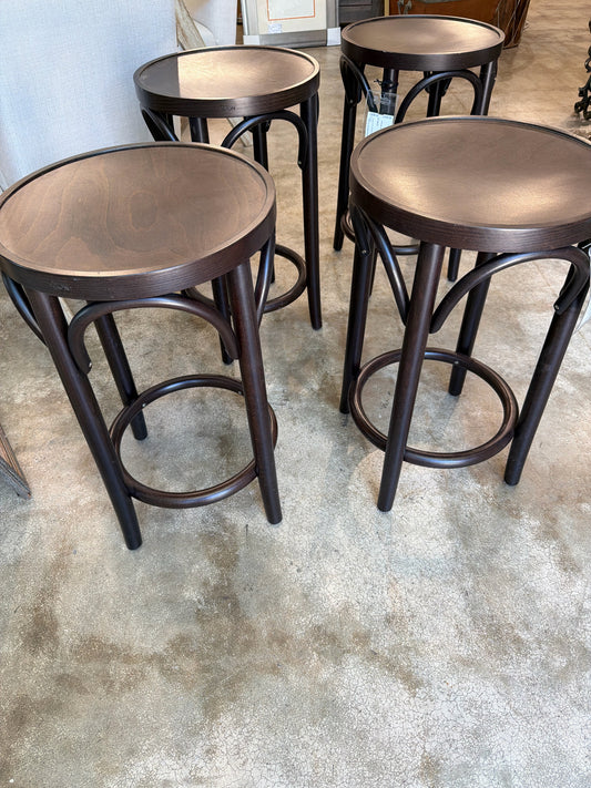 PAIR TON Dark Brown Counter Stools