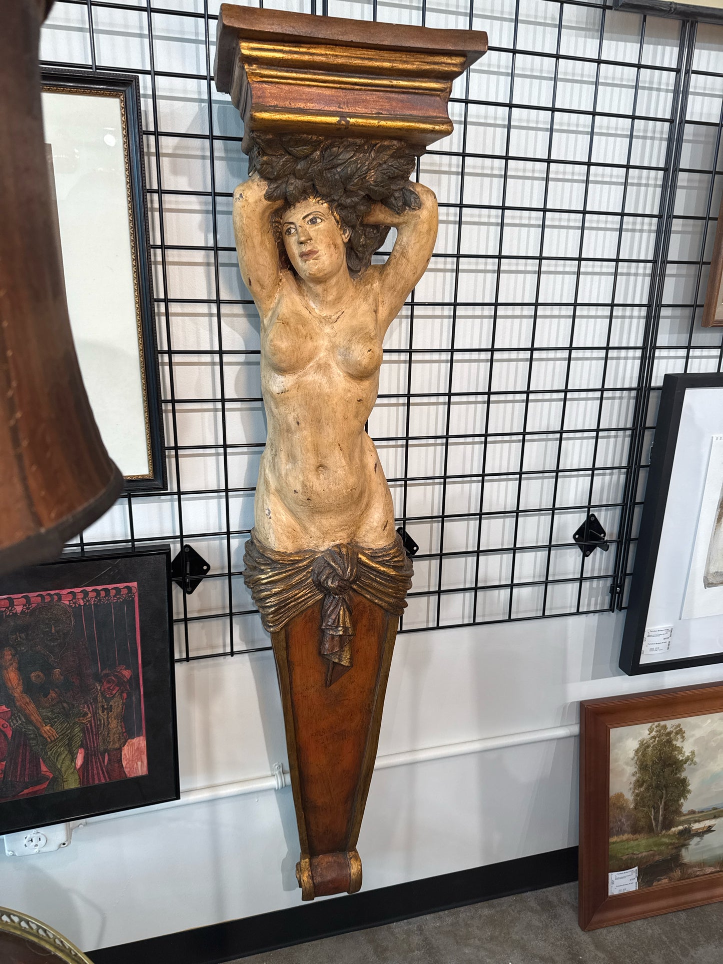 Vintage Lady Figural 57" Wall Shelf