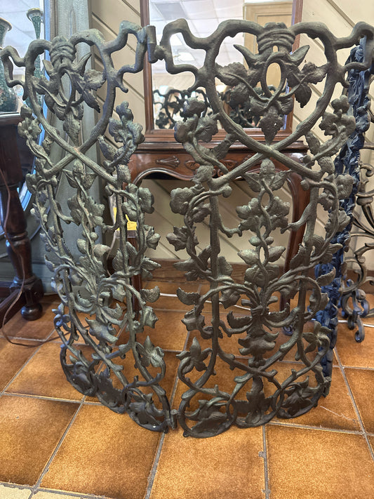Tri Panel Metal Scroll Fireplace Screen