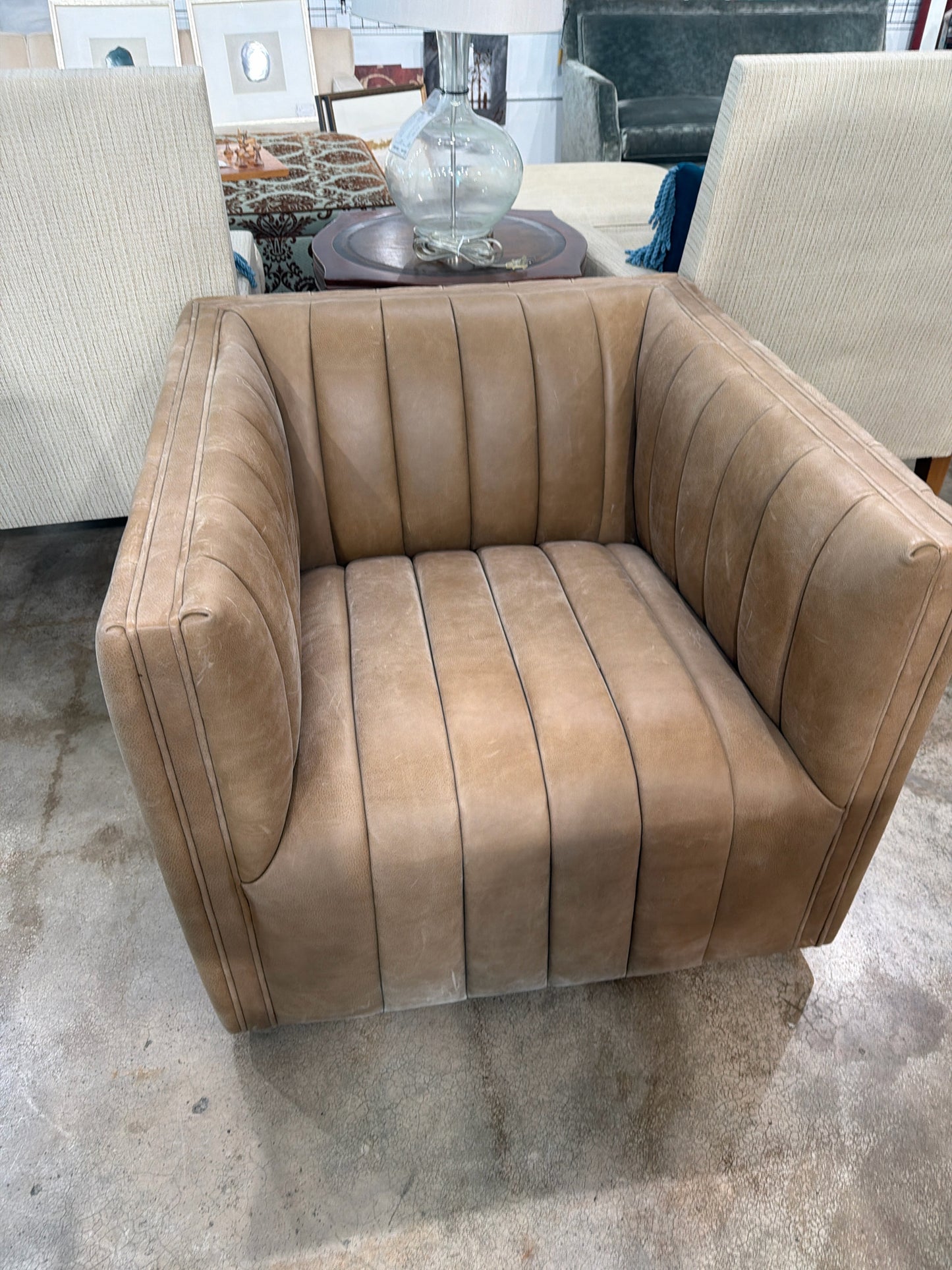 Four Hands Augustine Palermo Drift Leather  Swivel Chair