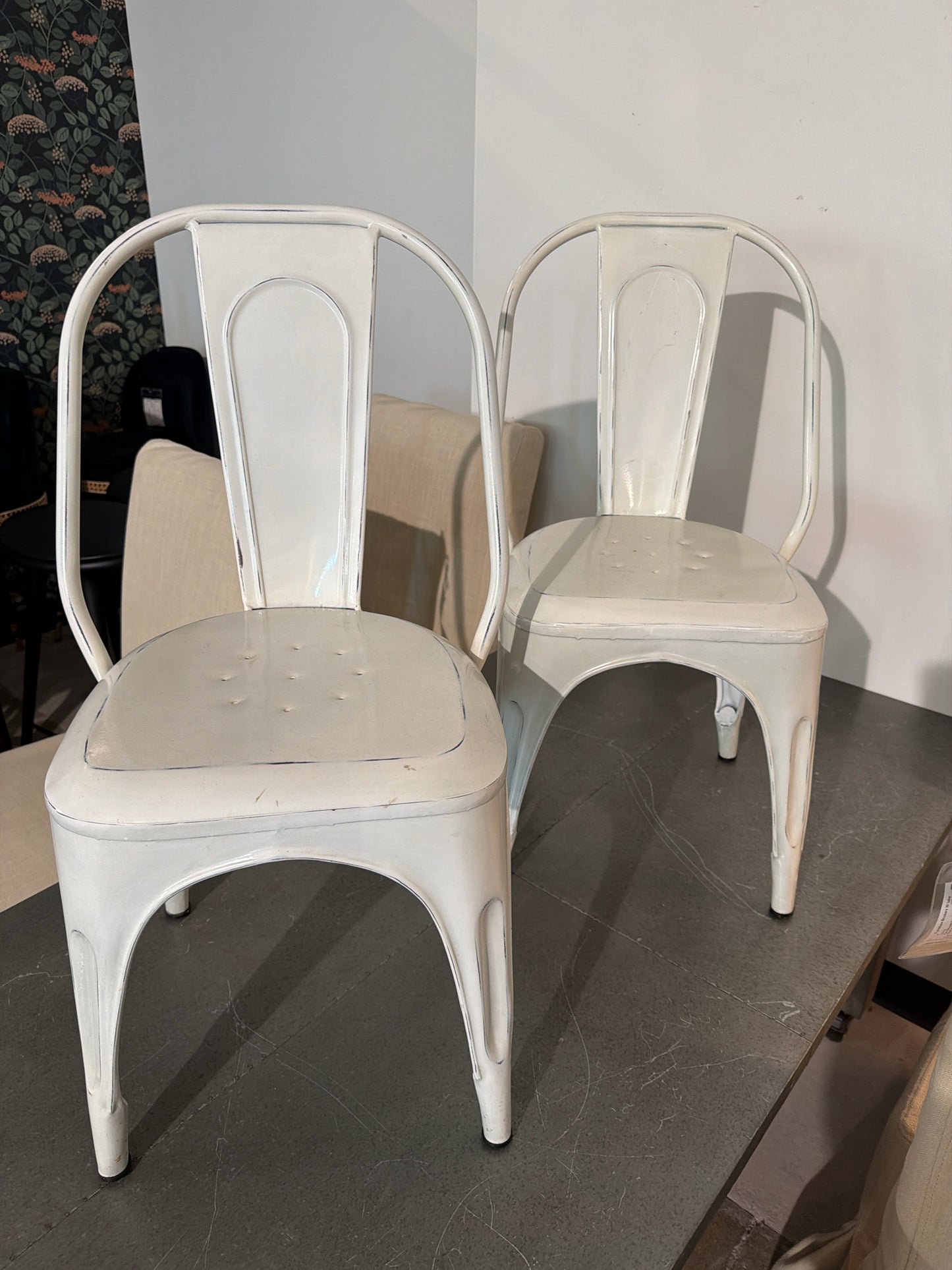 PAIR Off White Industrial Cafe Style Kids Chairs