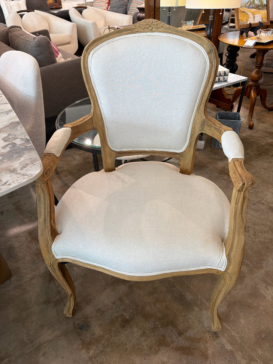 Four Hands French Style Arm Chair Light Wood Off White