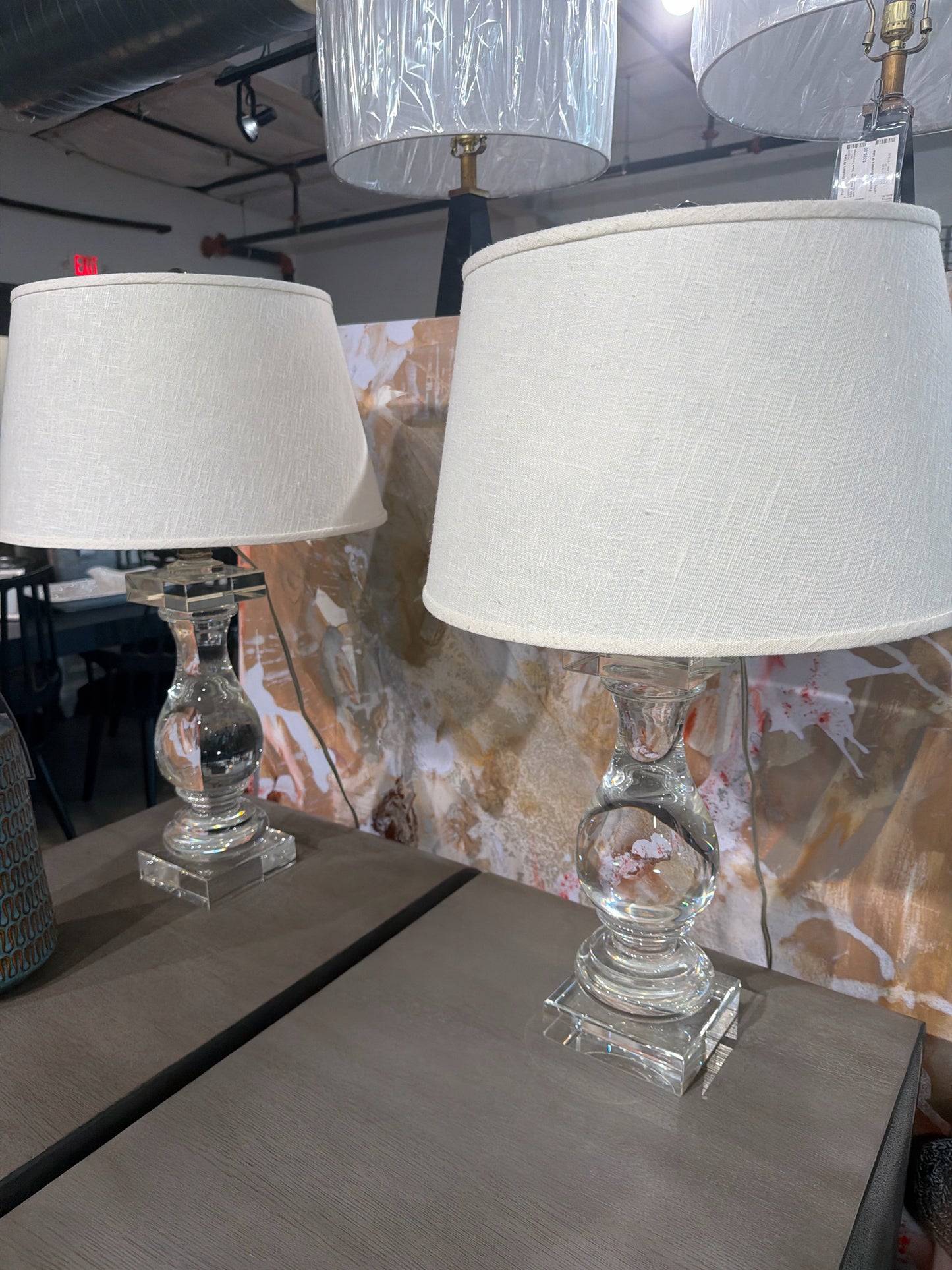 PAIR Balustrade Crystal Lamps w/ Shades