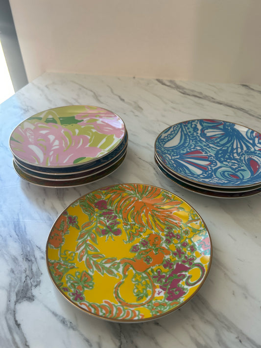 SET of 8  Liily Pulitzer  Multi Design Desert Plates