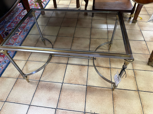 Rectangular Glass Coffee Table on Metal Base