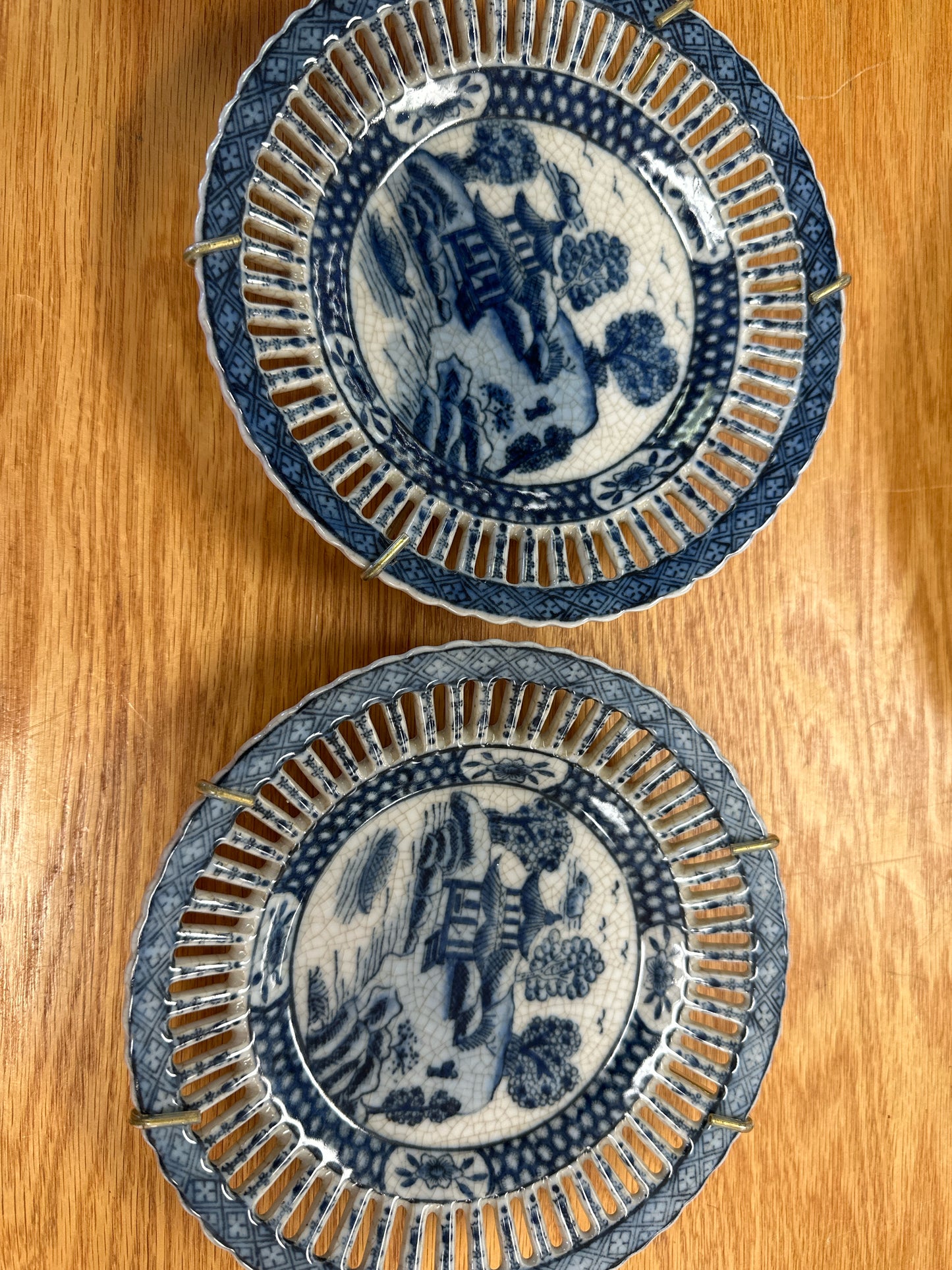 PAIR Blue & Wite Asian  Plates 7"