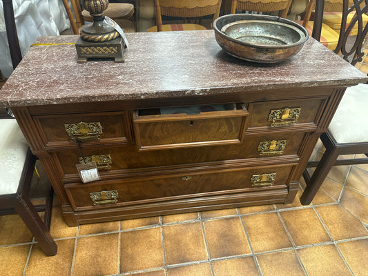 Antique Eastlake Dresser 5 Drawers w/ Marble Top