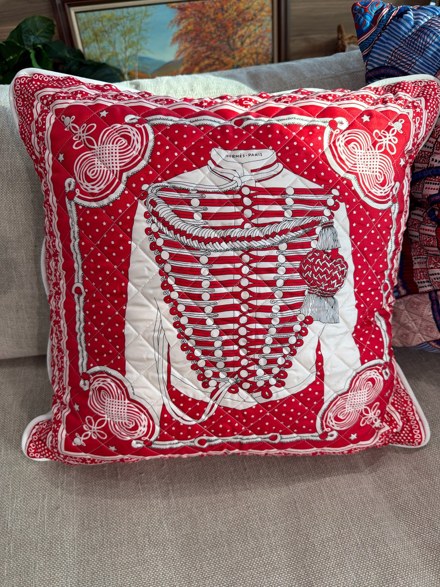Hermes Scarf Custom Quilted Pillow