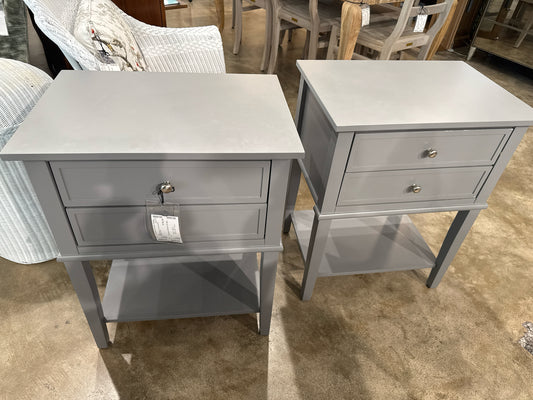 PAIR of Painted Light Blue/Grey Bedside Tables