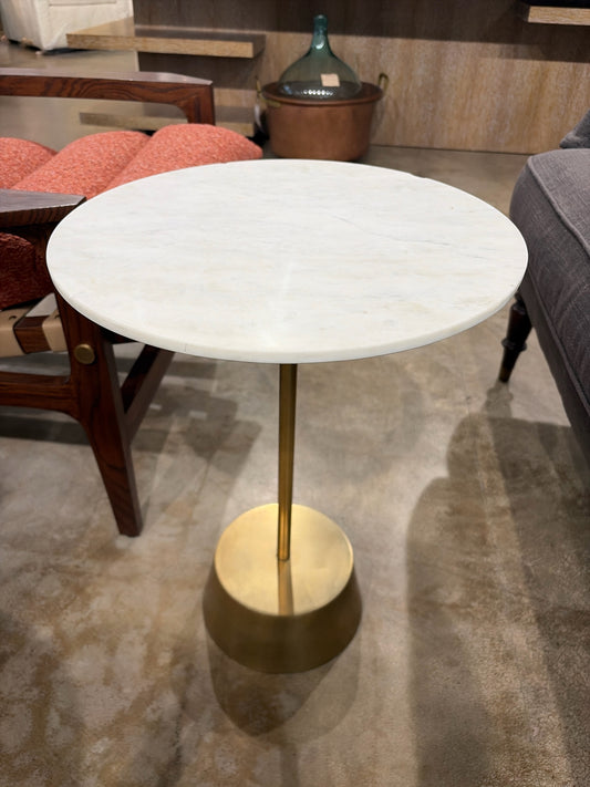 West Elm Maisie White Marble/Antique Brass Side Table