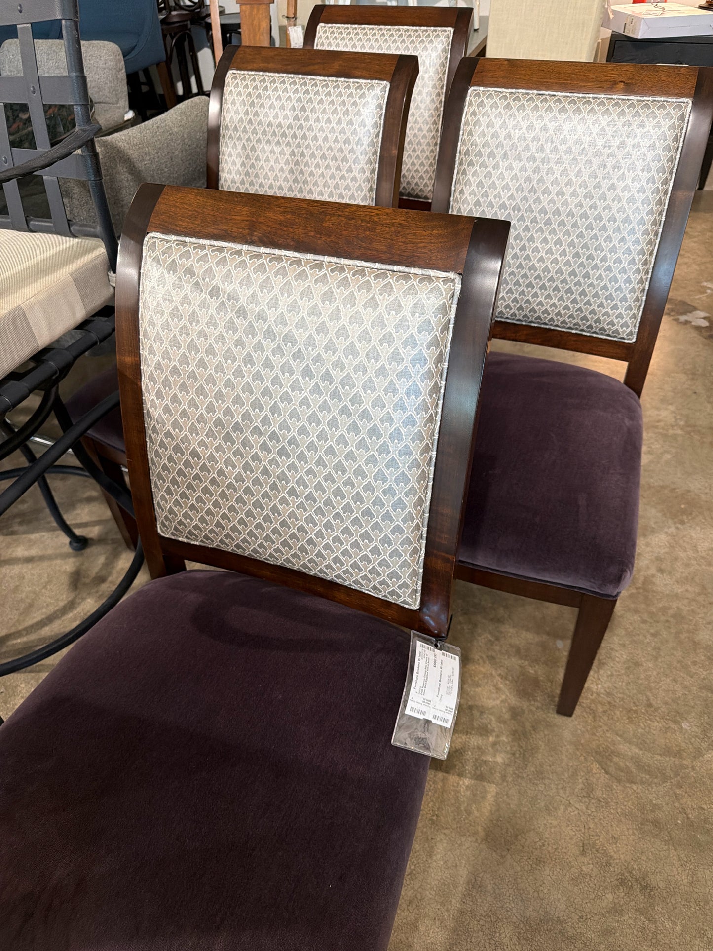PAIR Regency Dining Side Chairs w/ Silver Back/Eggplant Velvet Seats