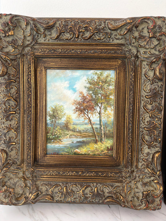 Fall Trees/Stream in Heavy Bronze/Gold Frame 17.5 x 19.5