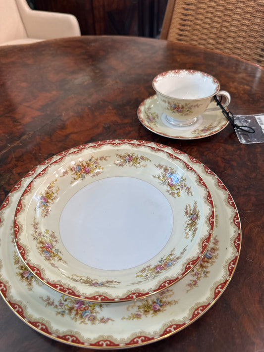 Vintage China -Occupied Japan Maroon/ Floral/ Cream( Incl Pieces on back)
