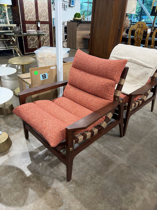 Arhaus Rourke Slingback-Style Chair w/Custom Orange/Cream Covers
