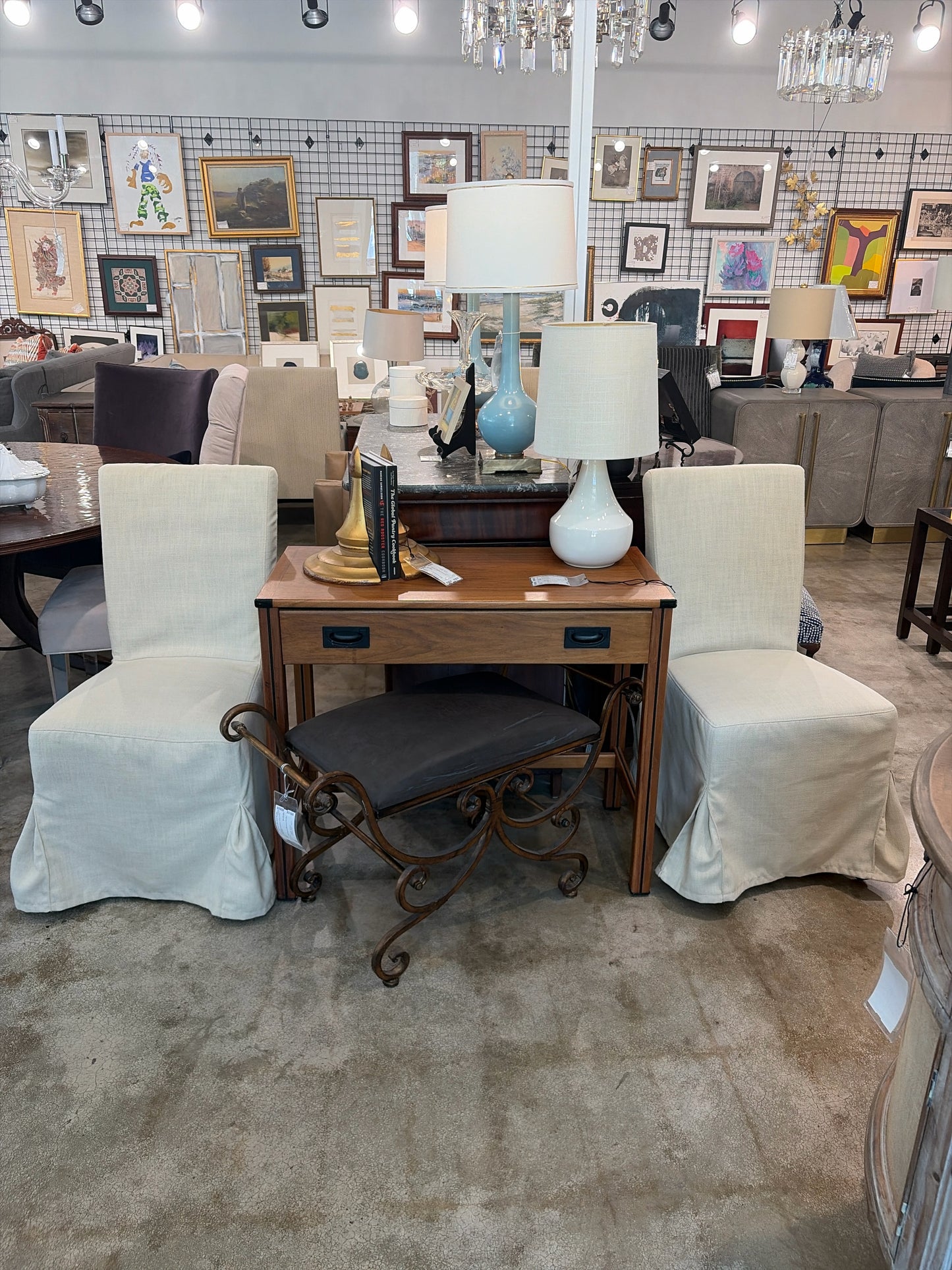 Pair Safavieh Suzie Slipcover Dining Chair in Beige