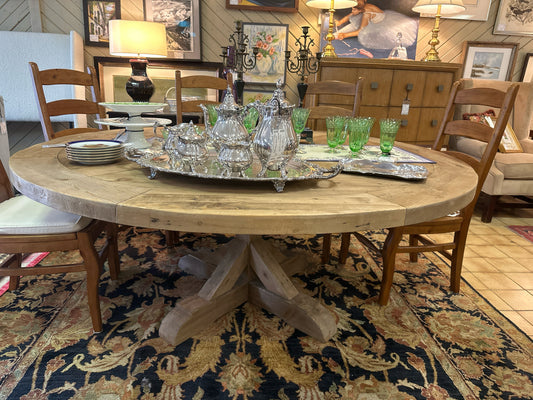 Restoration Hardware Round European Reclaimed Wood Dining Table, 6 Ft.