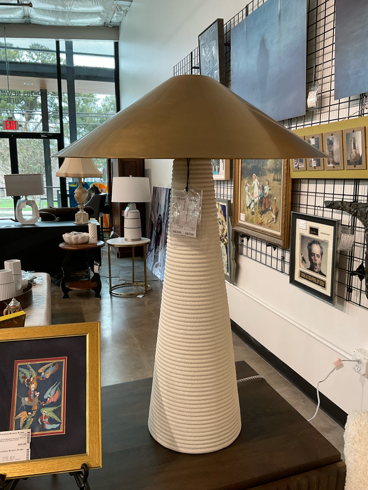 Visual Comfort, PAIR of Miramar Tall Lamp w/ Brass Shade