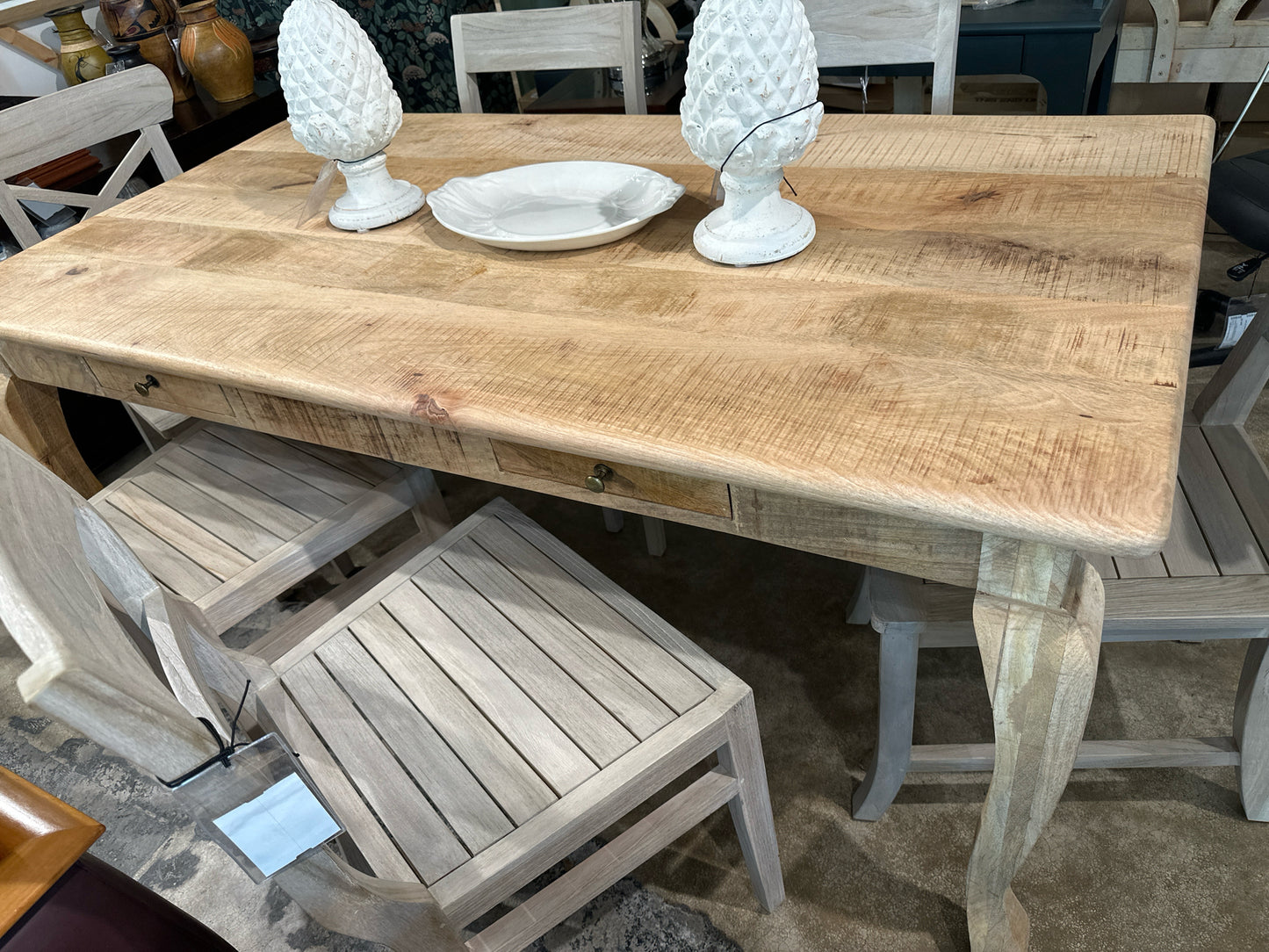 'Towaoc' Acacia Pale Wood Dining Table w/ Drawers (68"L 38"W 30" H)