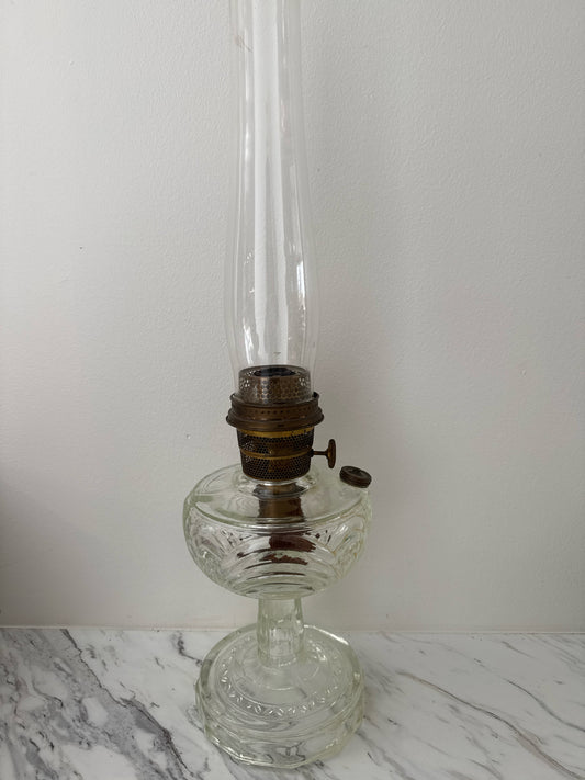 Antique Aladdin Clear Washington Drape Oil Lamp, Chimney and Extra Parts
