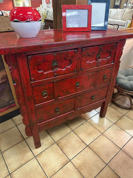 Asian Style Red Cabinet 7 Drawers