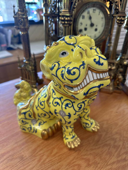 Herend Foo Dog Yellow/Blue/Gold