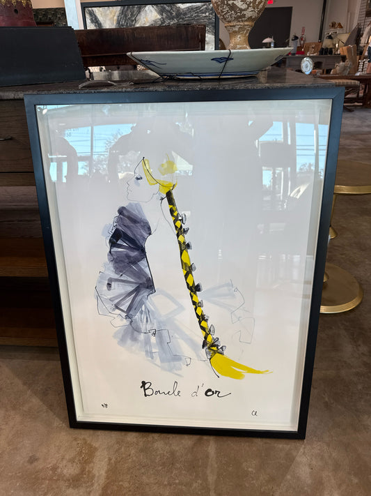 Signed Artist Proof "Boucle d' Or" Lady w/Braided Hair in Black Frame(27x36.5)