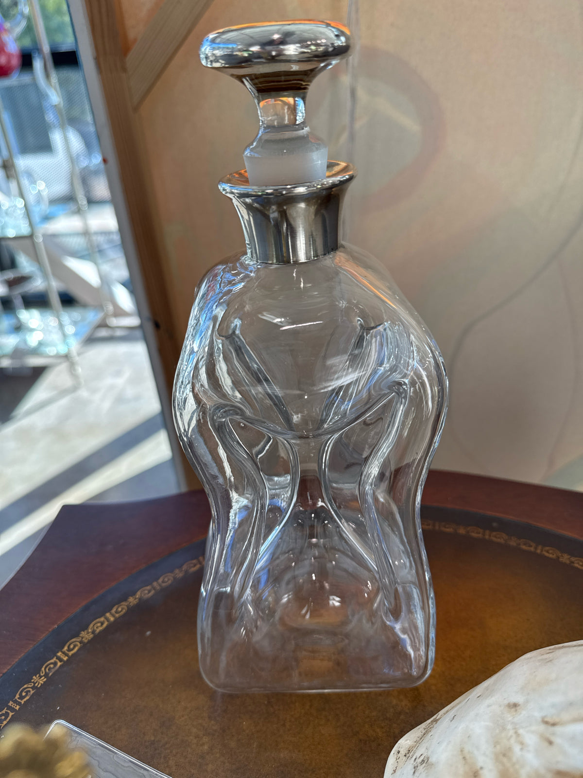 Vintage Asprey London Crystal Decanter with Sterling Trim and Stopper