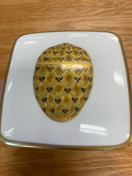 Faberge - White & Gold Box w/ Egg on Lid