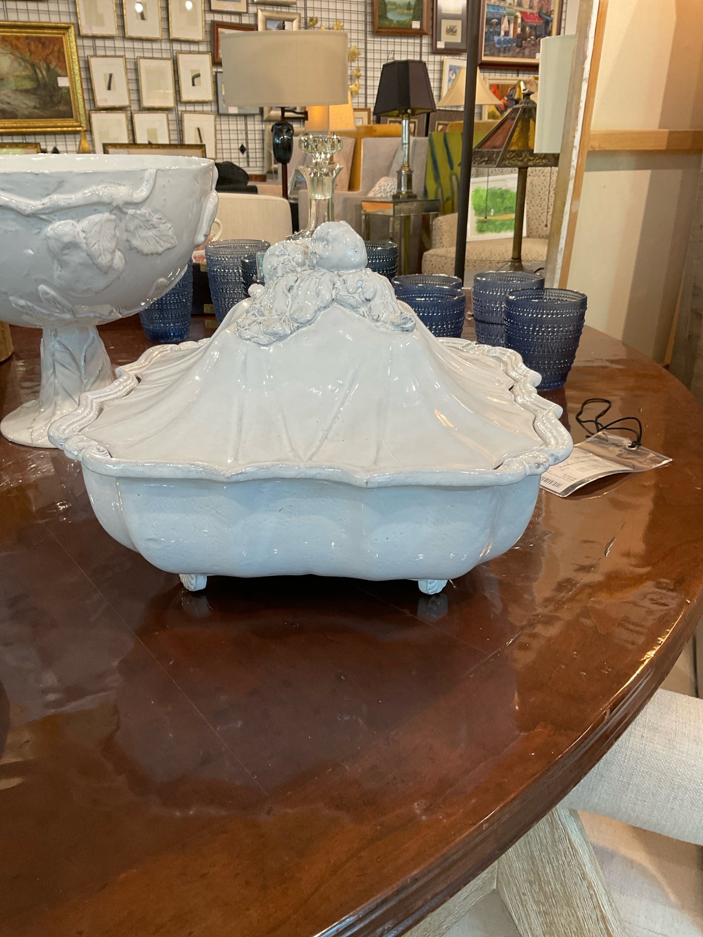 Astier de Villate White Serving Dish w/Lid