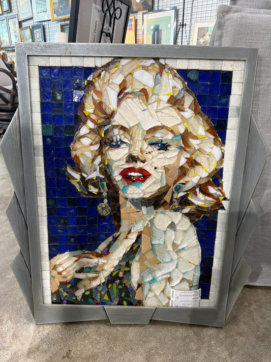 Handmade Marilyn Monroe Mosaic Tile Art, Art Deco Style Frame 25W x 28H