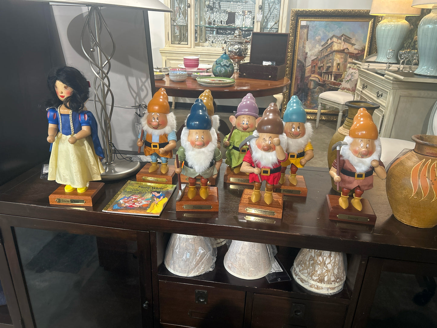 SET Snow White & 7 DwarveChristian Ulbricht Handmade Wood/Felt w/ Boxes