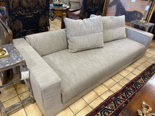 "Havana" Oatmeal Sofa w/ Storage & Back Lays Down For Sleeper Option