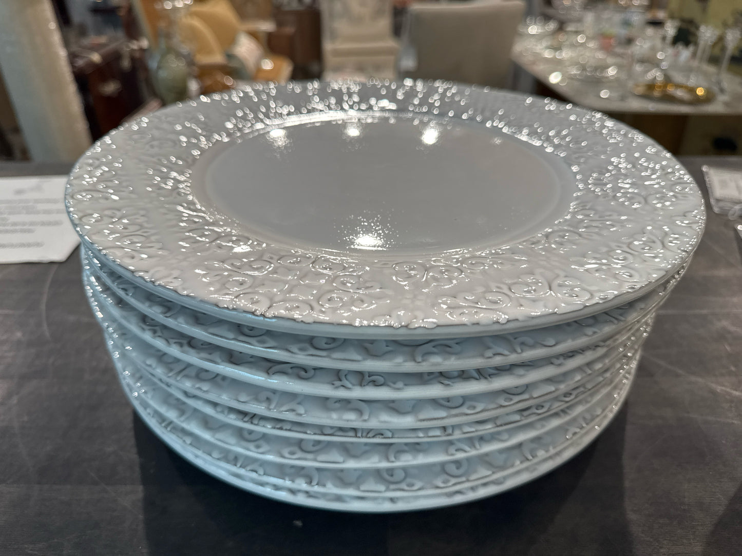 SET of 8 Williams-Sonoma Porto Charger Plates