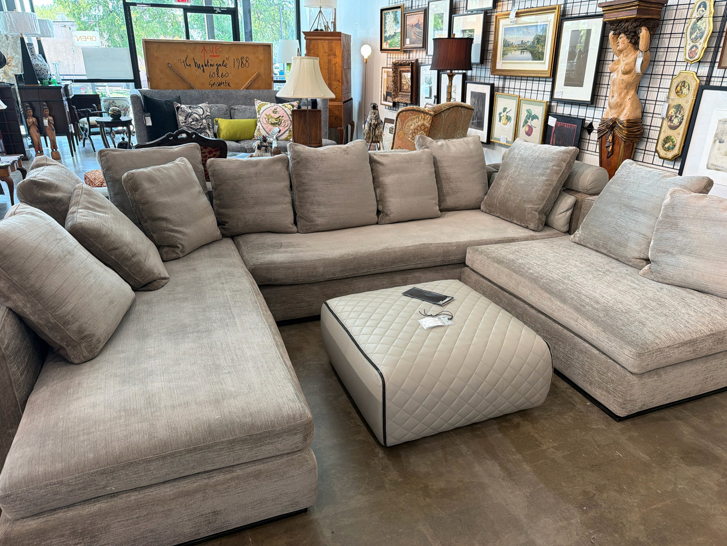 Minotti "Leonard" Pewter 3 Piece Sectional Sofa
