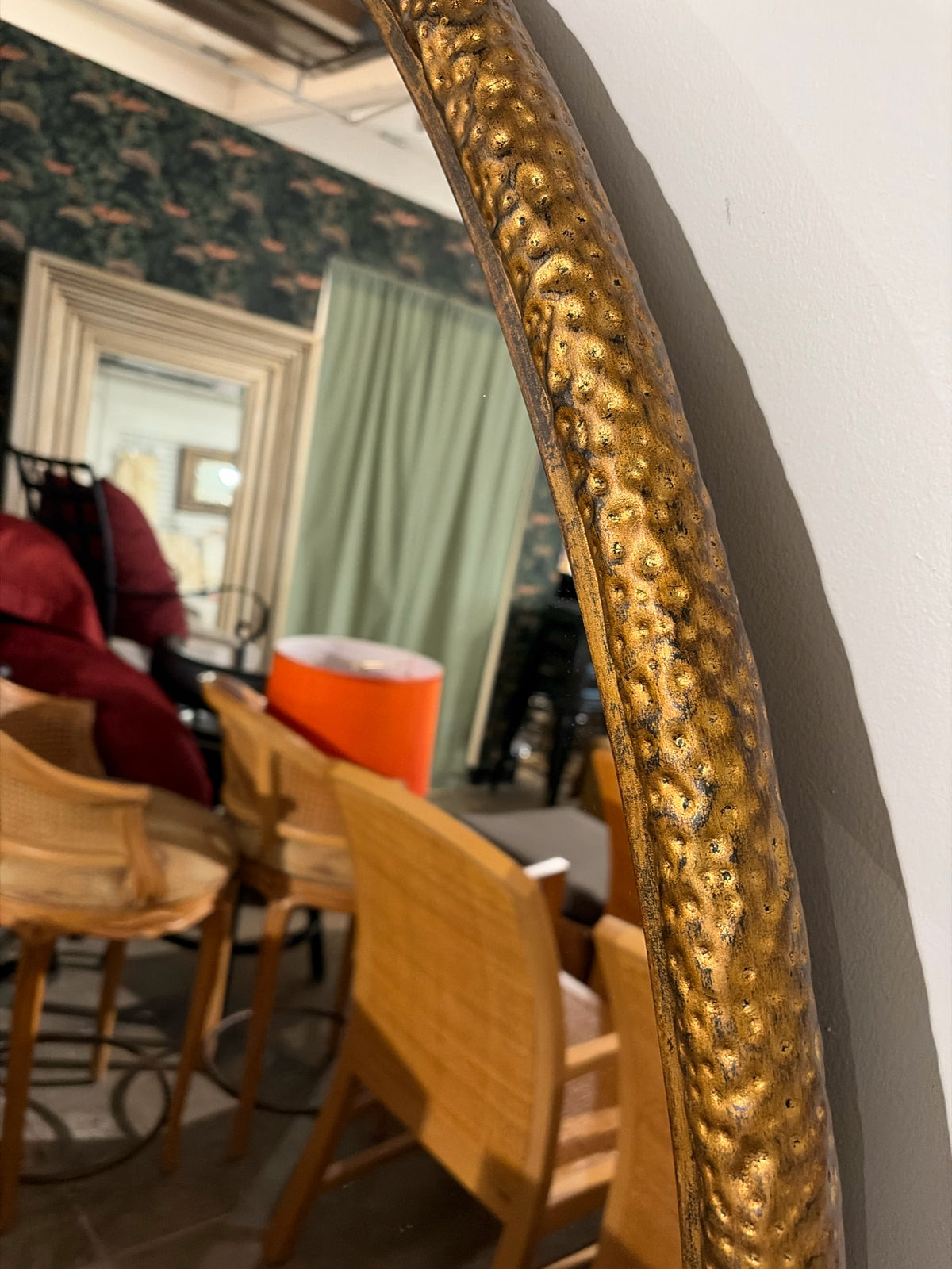 RH "Thaddeus" 60" Round Forged Brass Mirror