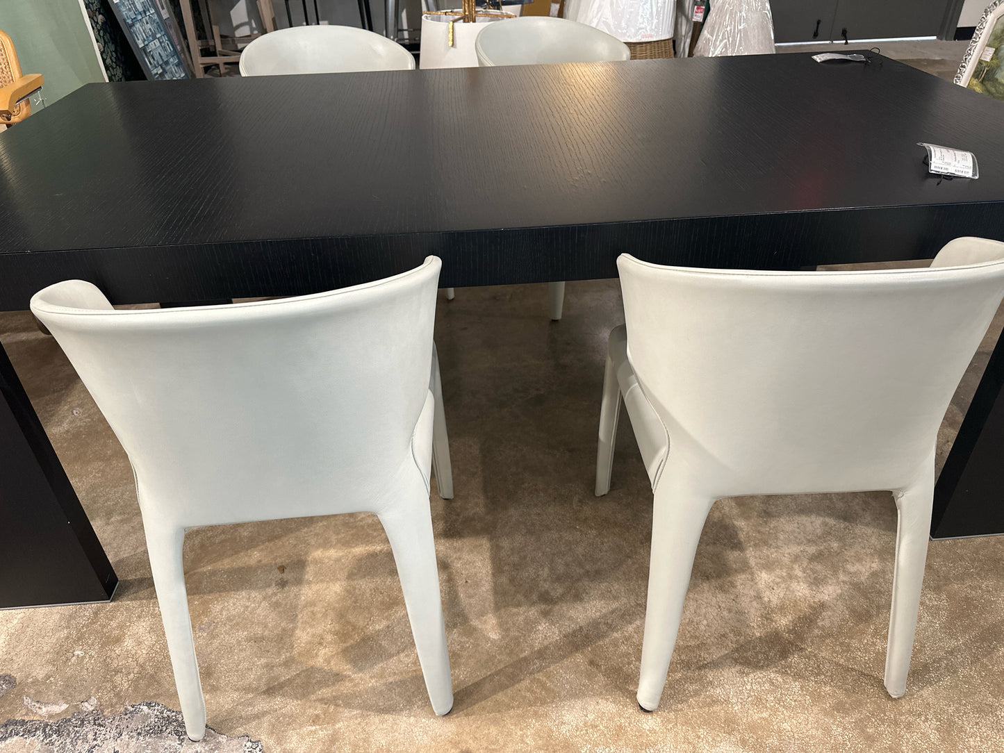 SET of 4 HOLA Light Gray Leather Dining Chairs