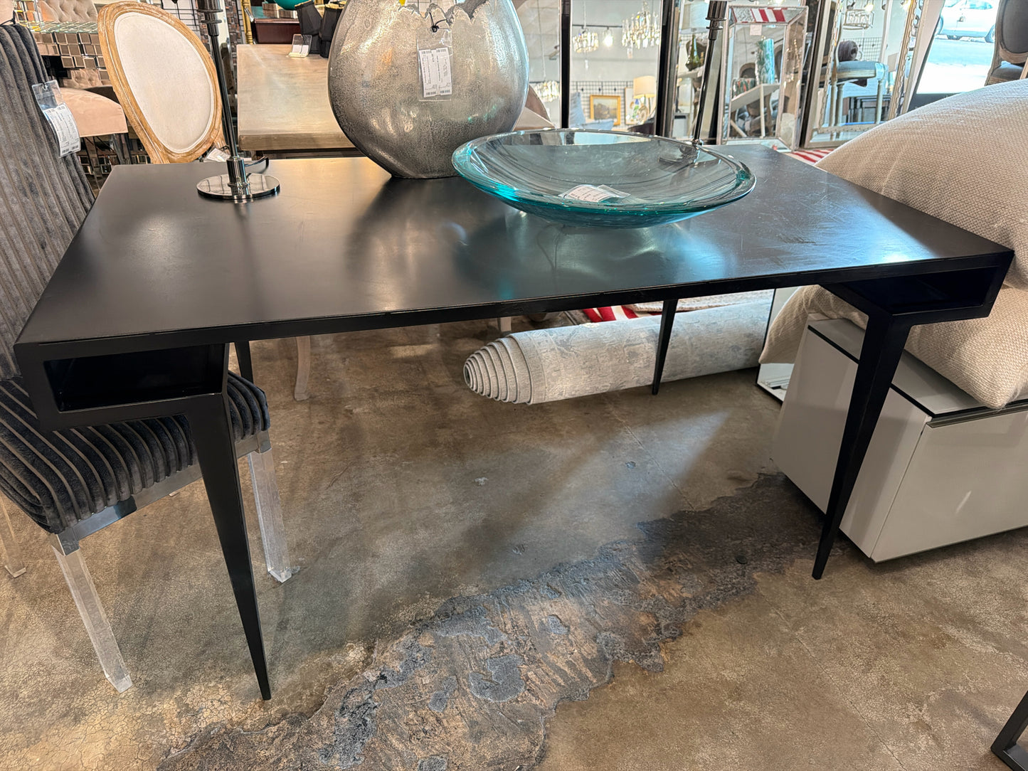 Stiletto Black Metal Desk w/ Open Compartments