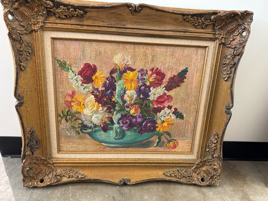 Original Oil Floral Scene, 1964 (artist signed lower right, 28"x24")