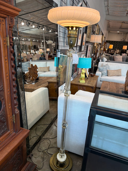 Antique Brass/Glass Column Floor Lamp
