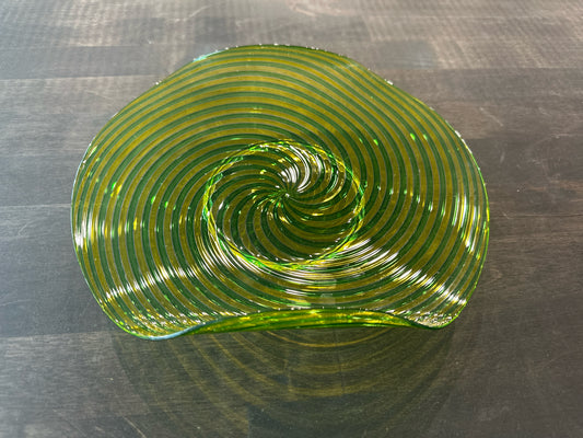 Neiman Marcus Swirl Green/Yellow Glass Dish